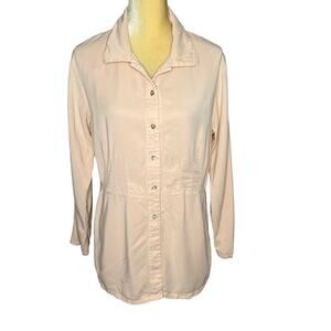 Amanda Gray Tencel Pink Button Down Top Blouse Size Medium